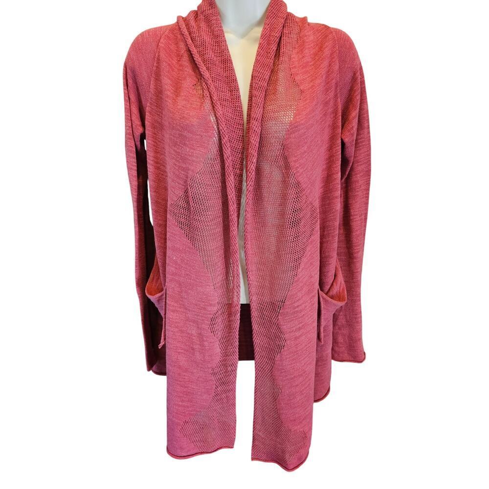 Anthropologie moth size XS linen blend fuchsia 2 pocket open office cardigan